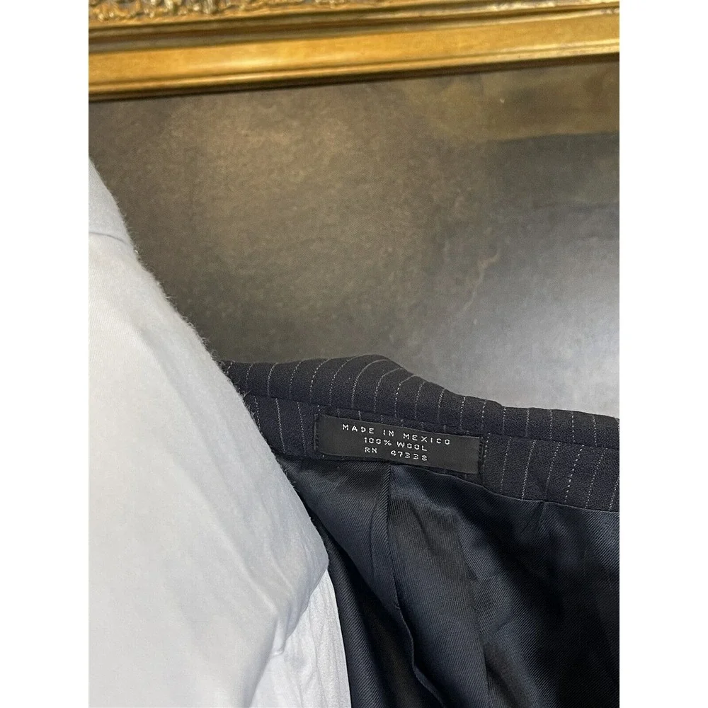 Jones New York Elements 40L 32 x‎ 33 2Pc 100% Wool Black Pinstriped 3Btn Suit